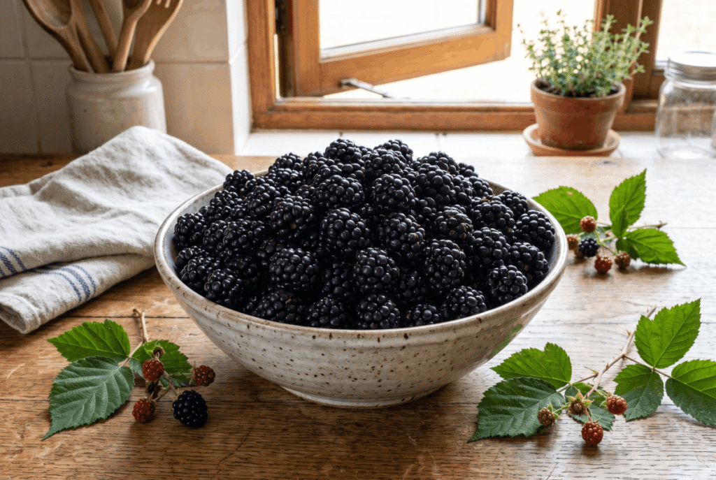 Blackberries &mdash; 1 cup (144 g) provides 8.0 g of fiber