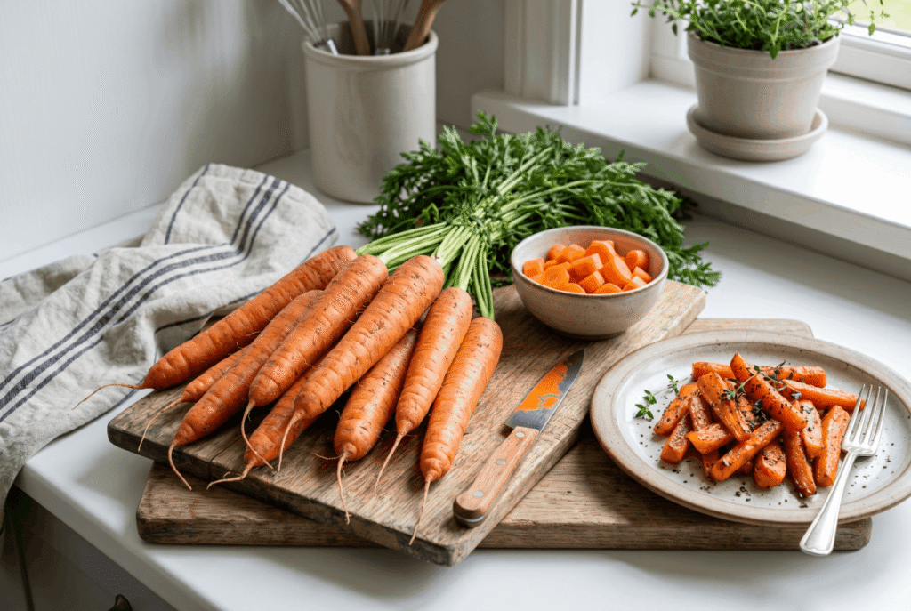 Carrots &mdash; 1 medium raw (61 g) provides 1.5 g of fiber
