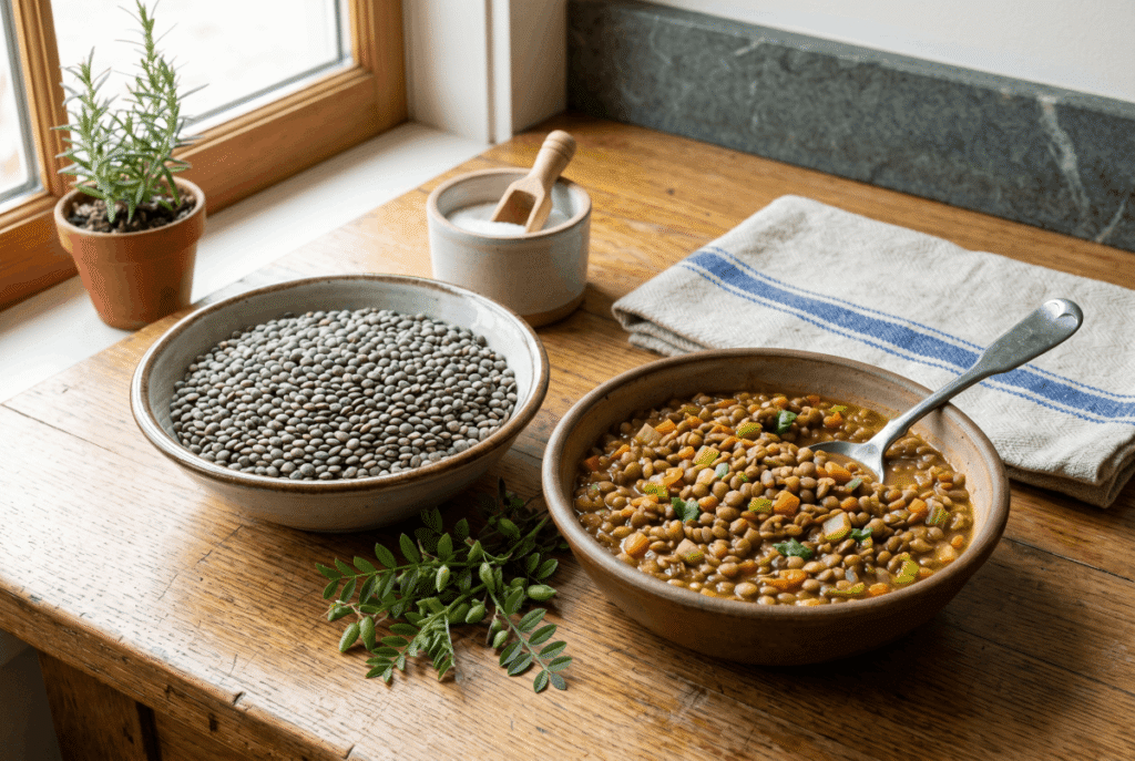 Lentils &mdash; 1 cup of boiled (198 g) provides 15.5 g of fiber