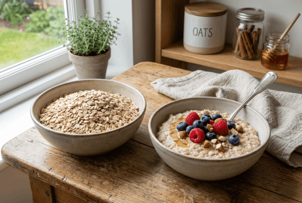 Oats and Oatmeal &mdash; 1 cup of cooked (234 g) provides 4.0 g of fiber