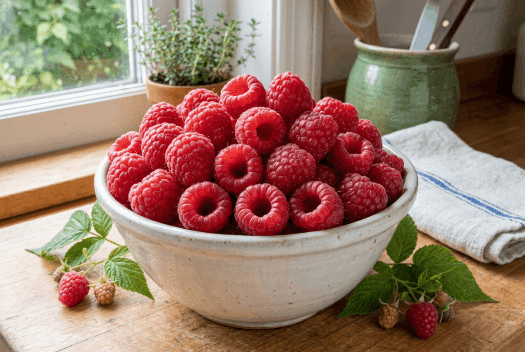 Raspberries &mdash; 1 cup (123 g) provides 8.0 g of fiber