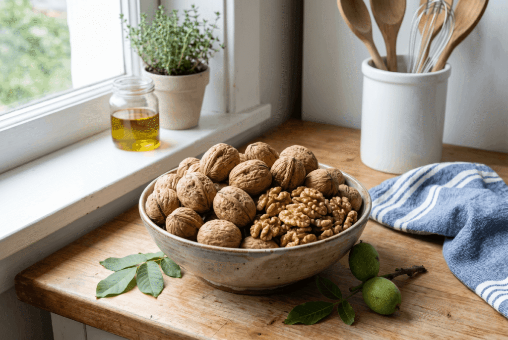 Walnuts &mdash; 1 ounce (28.35 g) provides 2.0 g of fiber