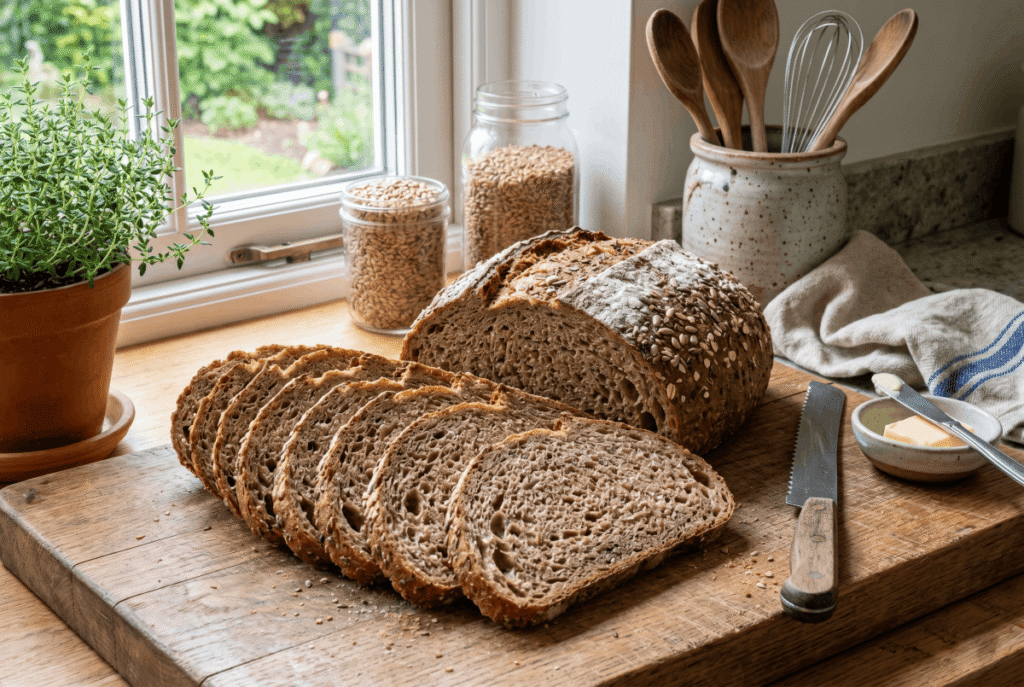 Whole-Wheat Bread &mdash; 1 slice (32 g) provides 2.0 g of fiber